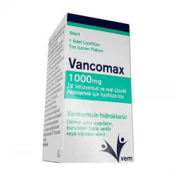 Ванкомицин Турция! Ванкомакс 1000 мг (1г) порошок лиофил. для приг. р-ра для в/в инъекц. №1 фото